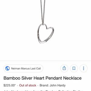John Hardy Bamboo Silver Heart Pendant Necklace